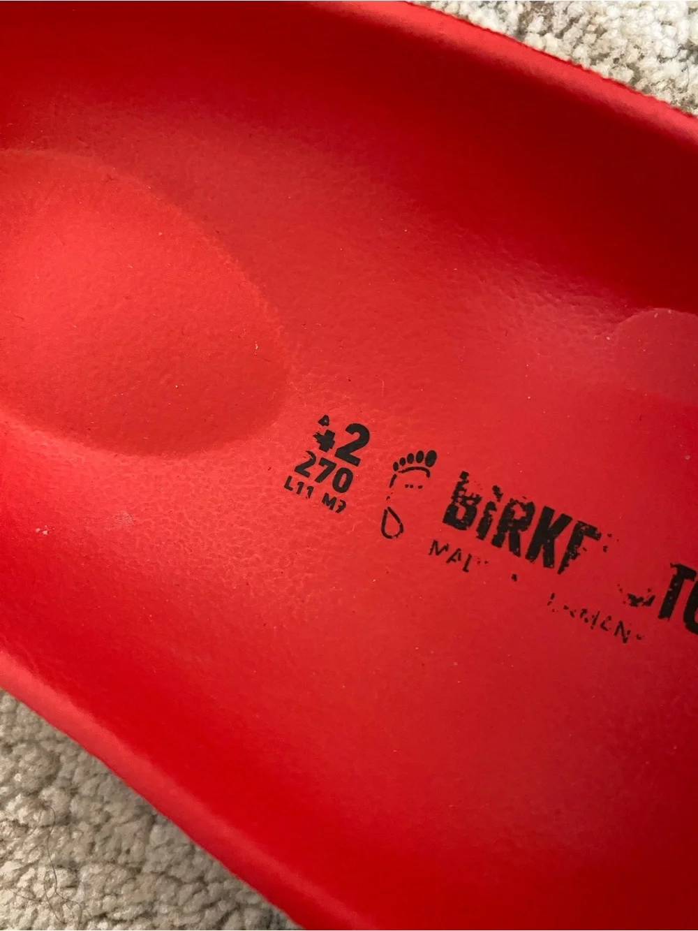 Birkenstock Barbados EVA Solid Red Slide Sandals Embossed Logo Open Toe: 42